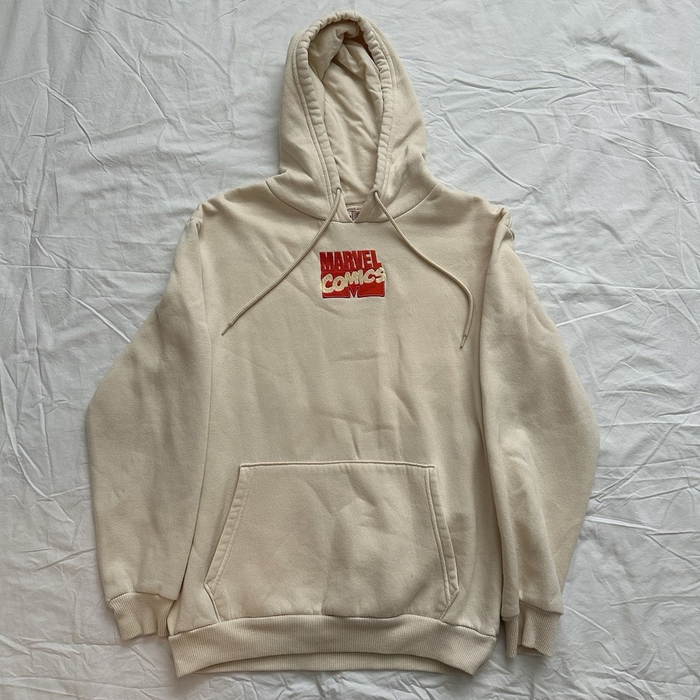 Marvel Hoodie Size Medium Beige Comics Spiderman Ironman Avengers Thor Unisex